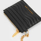 Aubrielle Stitch-Trim Zip Card Holder - Black