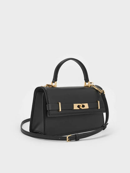 Arlet Belted Top Handle Bag - Black
