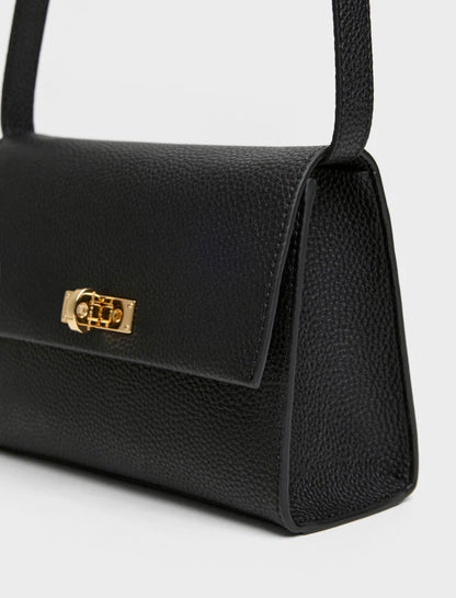 Chance Recycled Leather Turn-Lock Crossbody Bag - Black