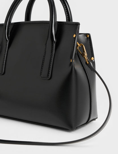 Rene Structured Top Handle Bag - Black