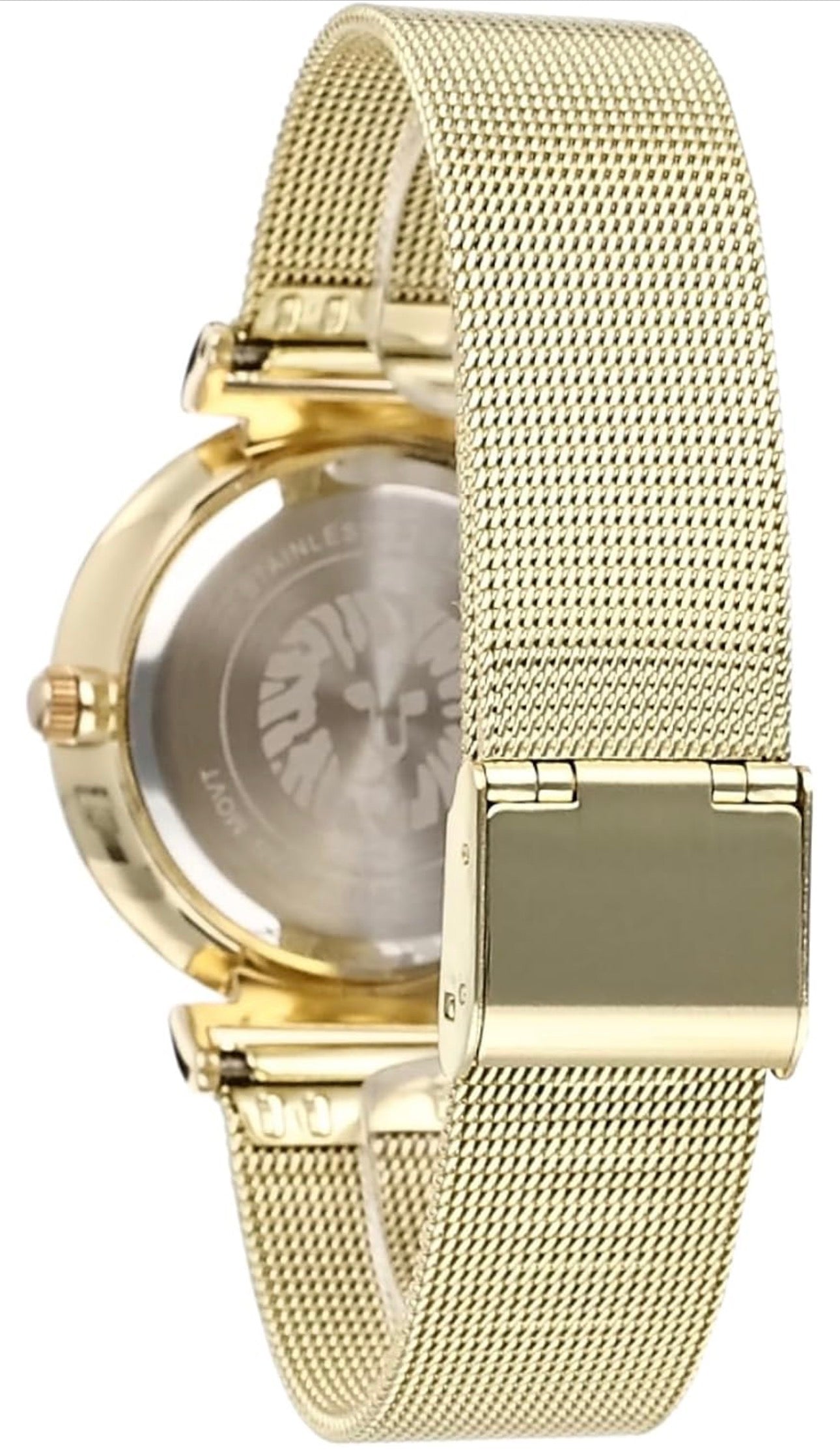Women's Glitter Accented Mesh Bracelet Watch- Gold