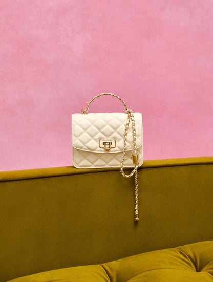 Cressida Quilted Top Handle Bag - Cream