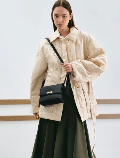 Chance Recycled Leather Turn-Lock Crossbody Bag - Black