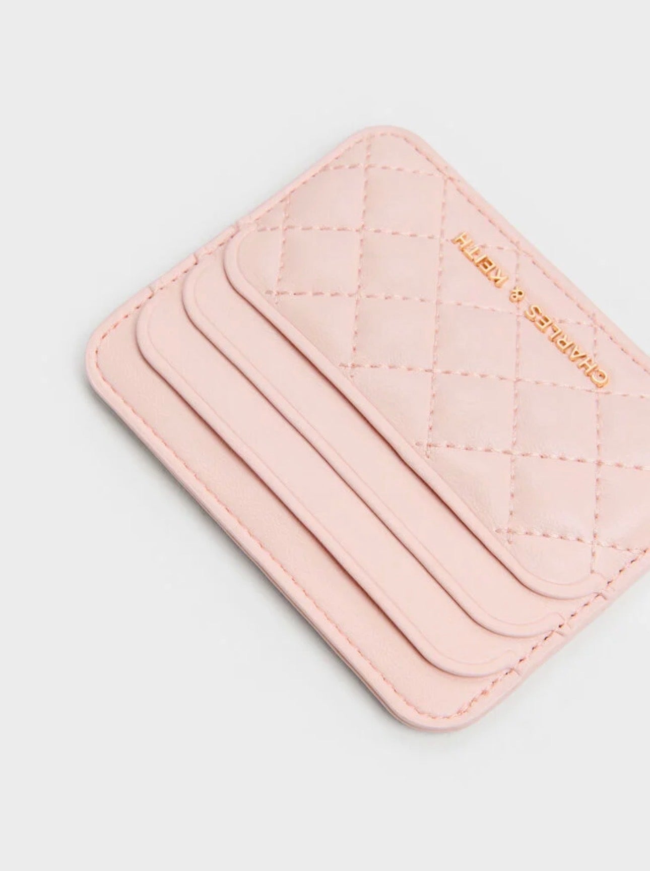 Cleo Quilted Card Holder - Soft Pink