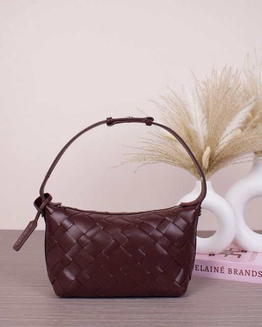 Ivette Woven Shoulder Bag - Wineberry Red