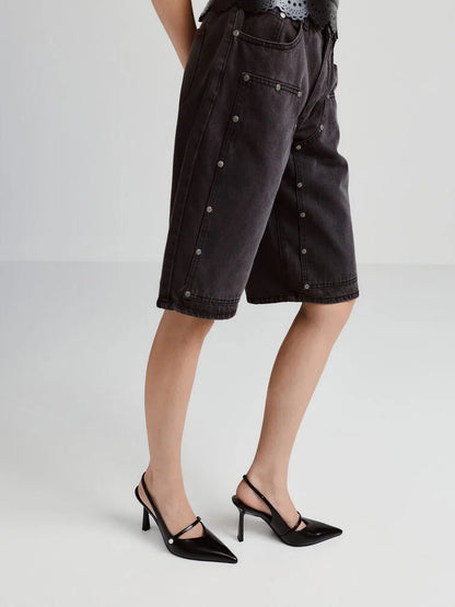 Helena Pearl-Buckle Pointed-Toe Slingback Pumps - Black Box