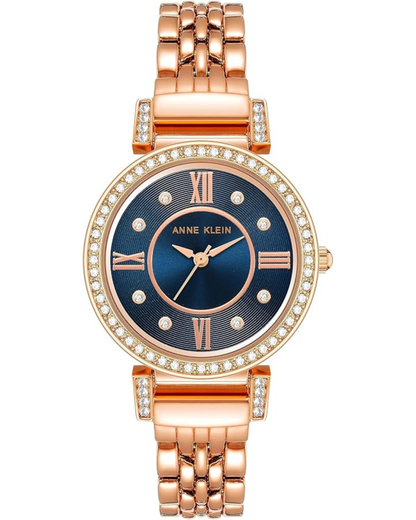 Women's Premium Crystal Accented Bracelet Watch Rose Gold/Blue
