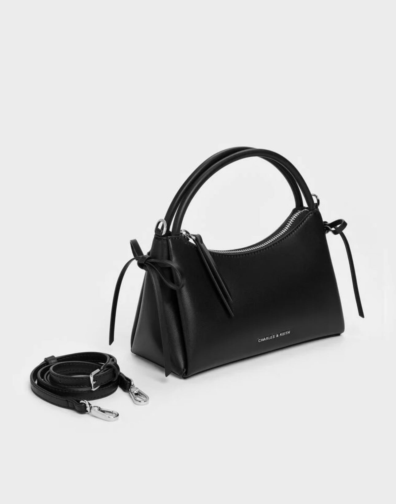 Hazel Bow Top Handle Bag - Noir