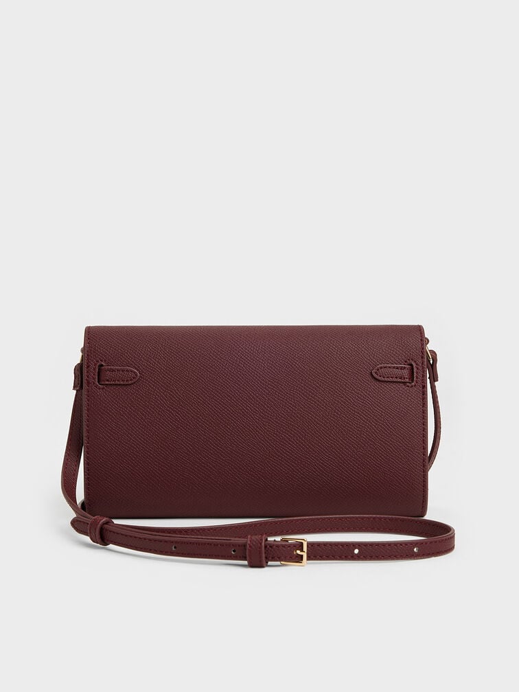 Tricha Knotted-Belt Crossbody Bag - Wineberry Red