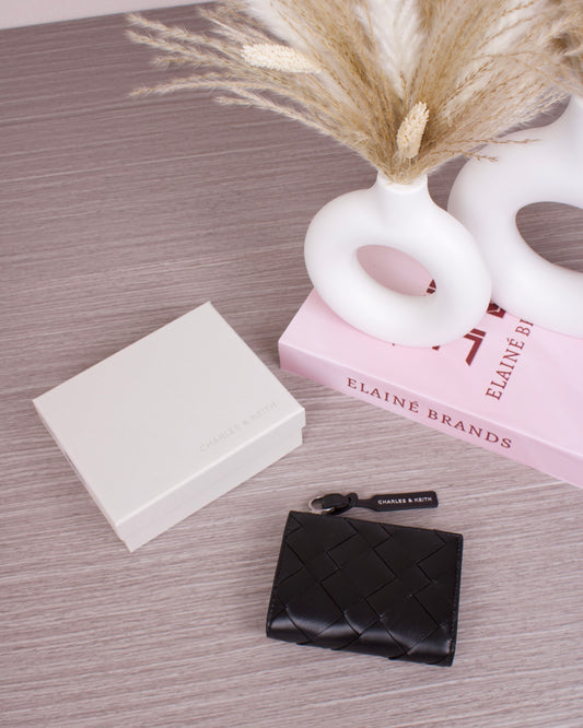 Ivette Woven Top-Zip Small Wallet - Noir