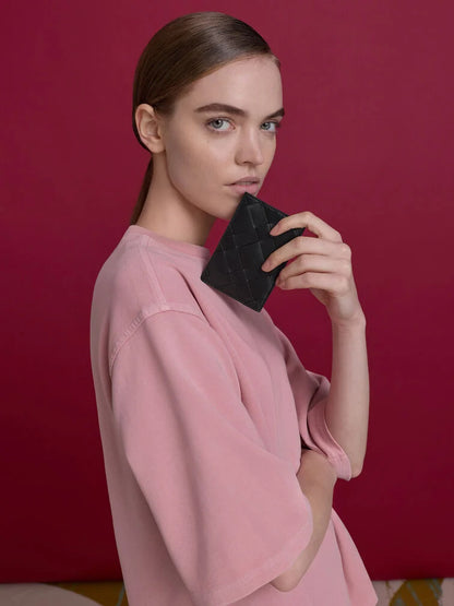 Ivette Woven Card Holder - Noir