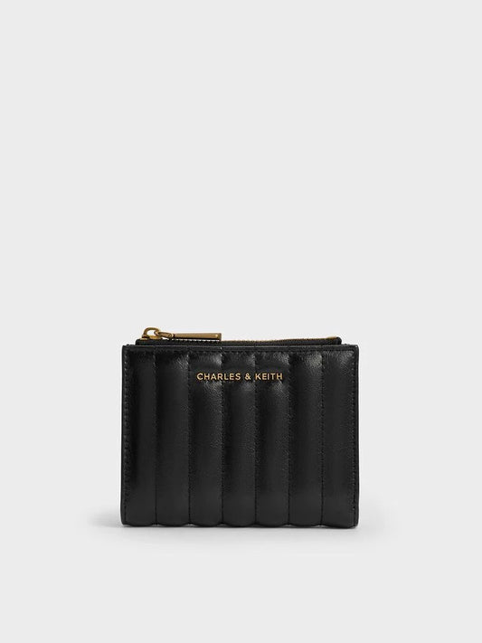 Donna Crinkle-Effect Panelled Top-Zip Wallet - Black