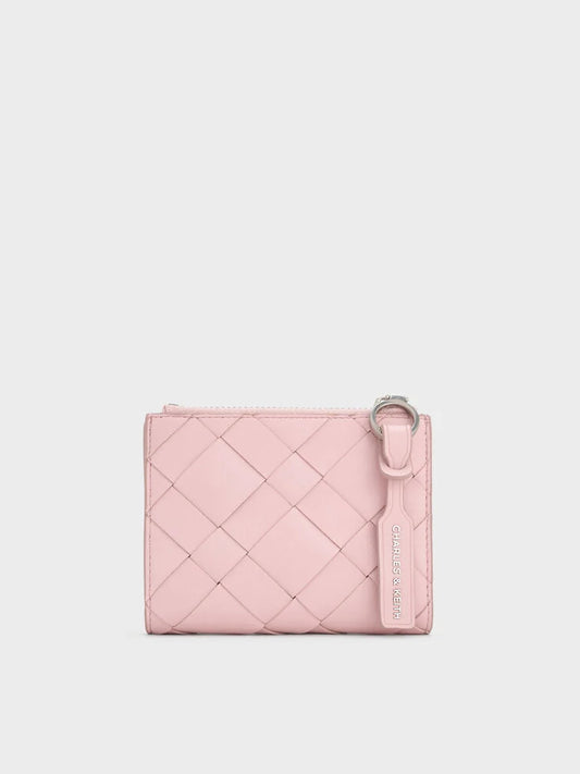 Ivette Woven Top-Zip Small Wallet - Cotton Candy Pink