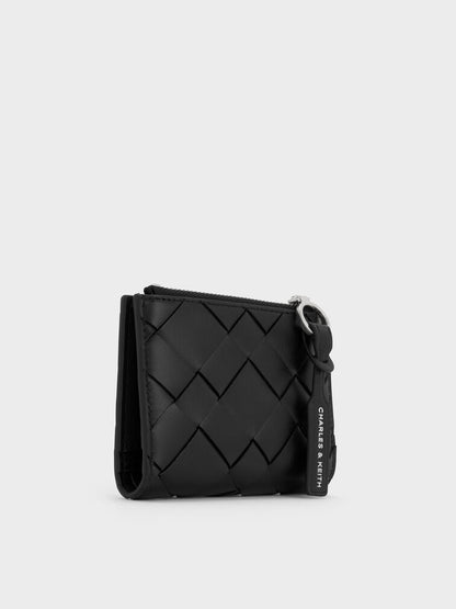 Ivette Woven Top-Zip Small Wallet - Noir