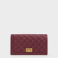 Micaela Quilted Long Wallet - Burgundy