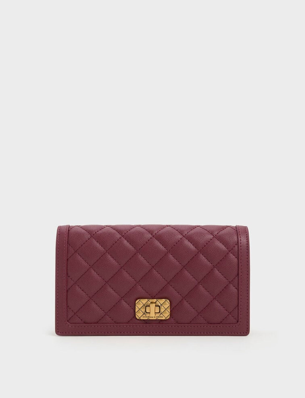 Micaela Quilted Long Wallet - Burgundy