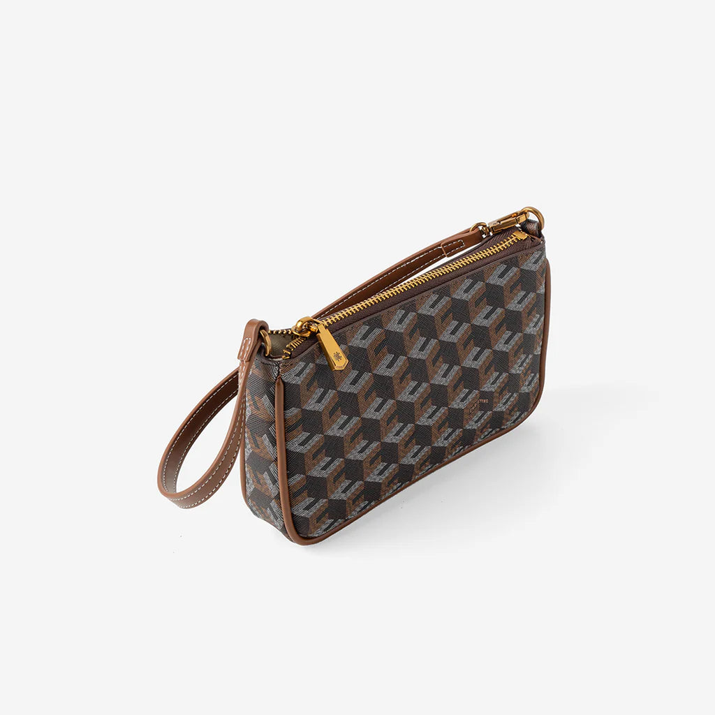 MILO MONOGRAM POUCH- Walnut Brown