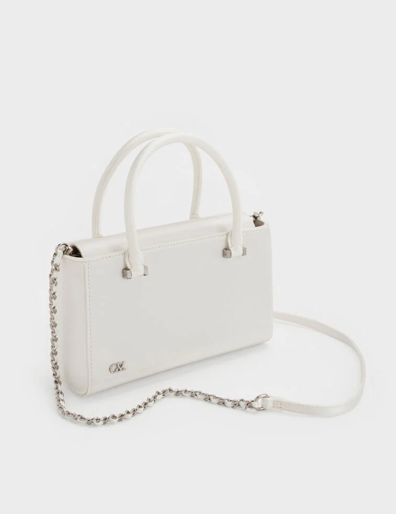 Satin Boxy Tote Bag - White