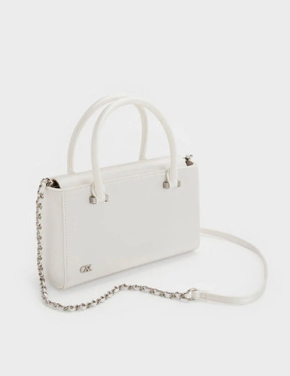 Satin Boxy Tote Bag - White