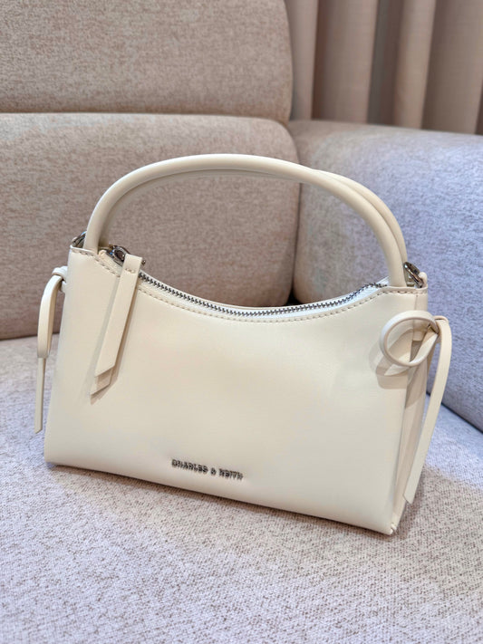 Hazel Bow Top Handle Bag - Cream