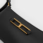 Gabine Leather Trapeze Shoulder Bag - Black