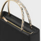 Satin Crystal-Embellished Top Handle Bag - Black