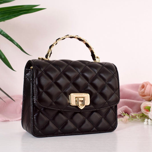Cressida Quilted Top Handle Bag - Black