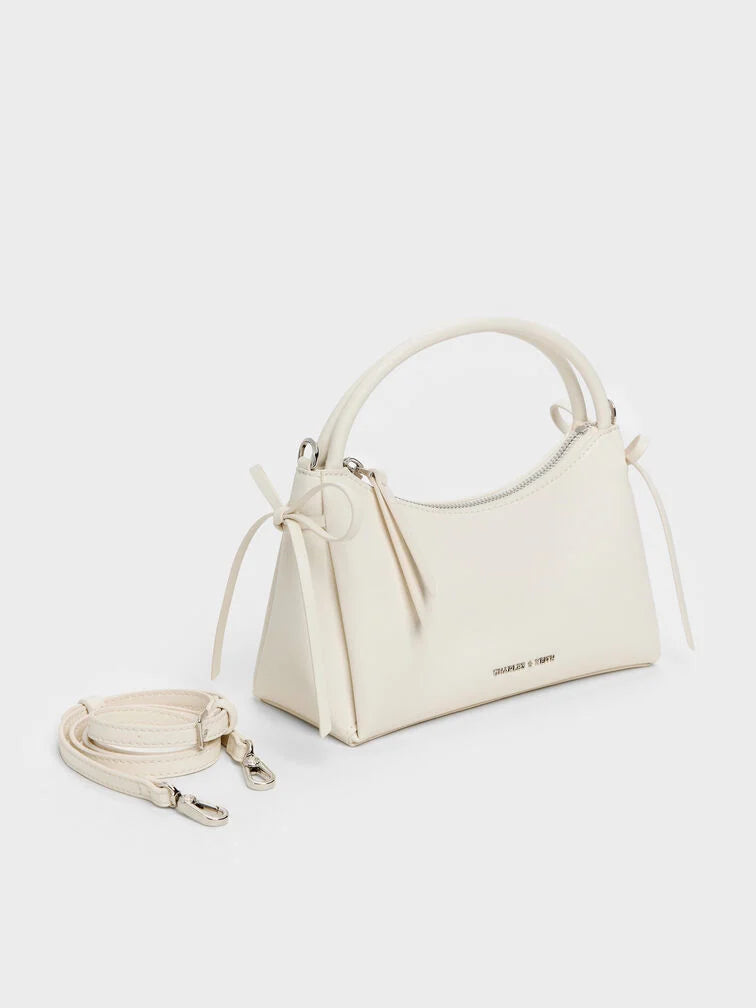 Hazel Bow Top Handle Bag - Cream