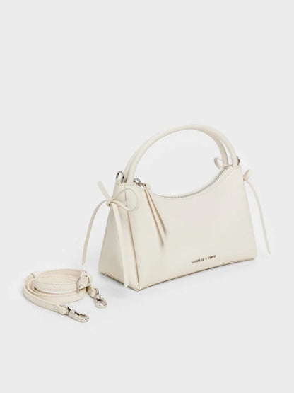 Hazel Bow Top Handle Bag - Cream