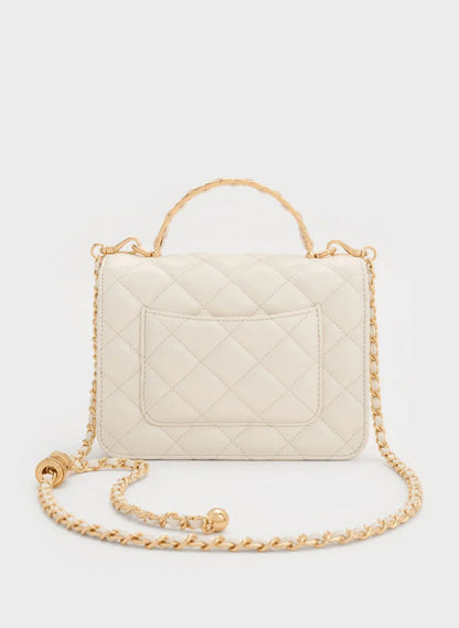 Cressida Quilted Top Handle Bag - Cream