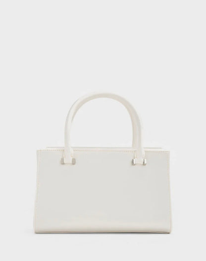 Satin Boxy Tote Bag - White