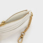 Aubrielle Stitch-Trim Zip Card Holder - Cream