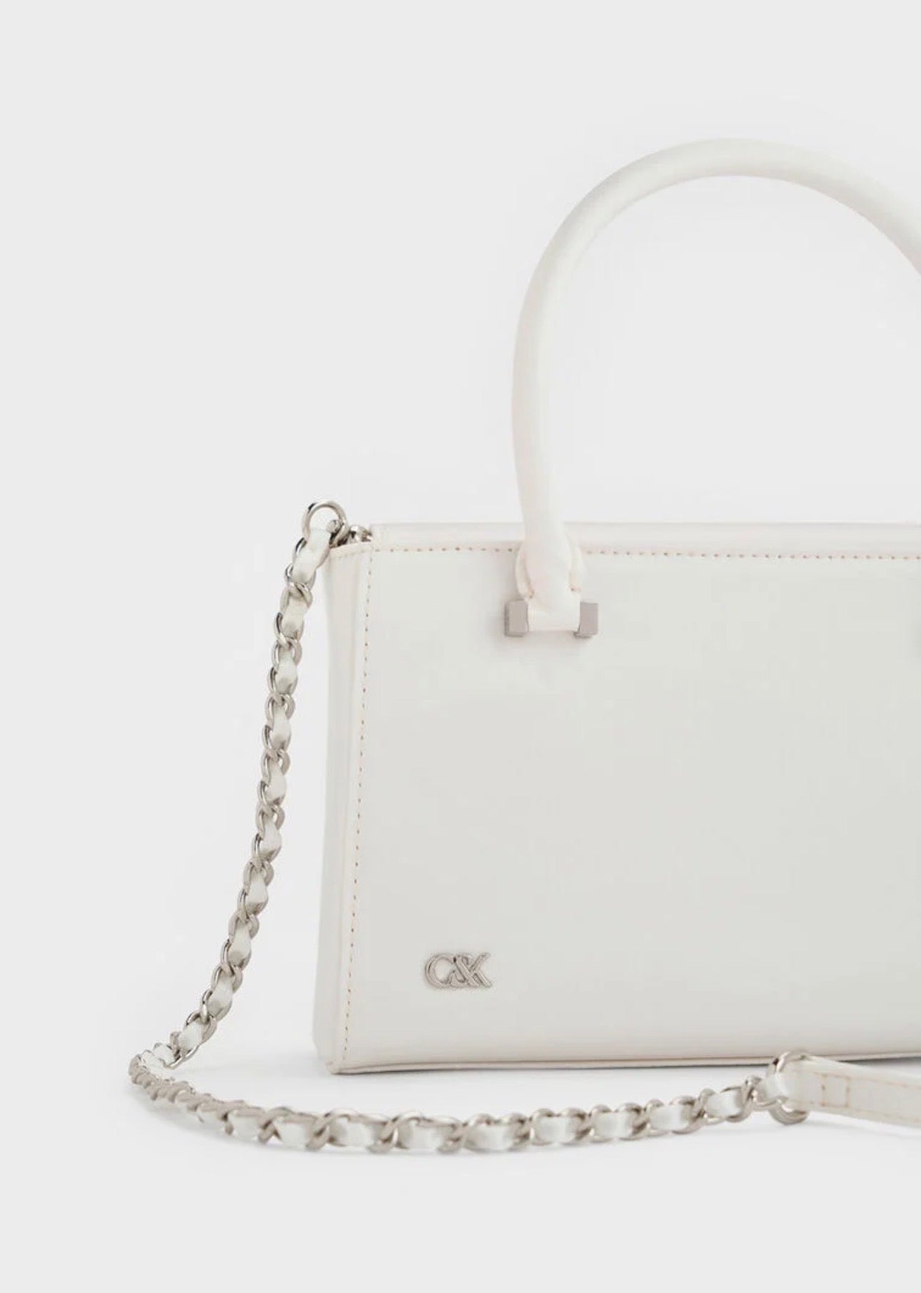 Satin Boxy Tote Bag - White