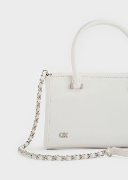 Satin Boxy Tote Bag - White