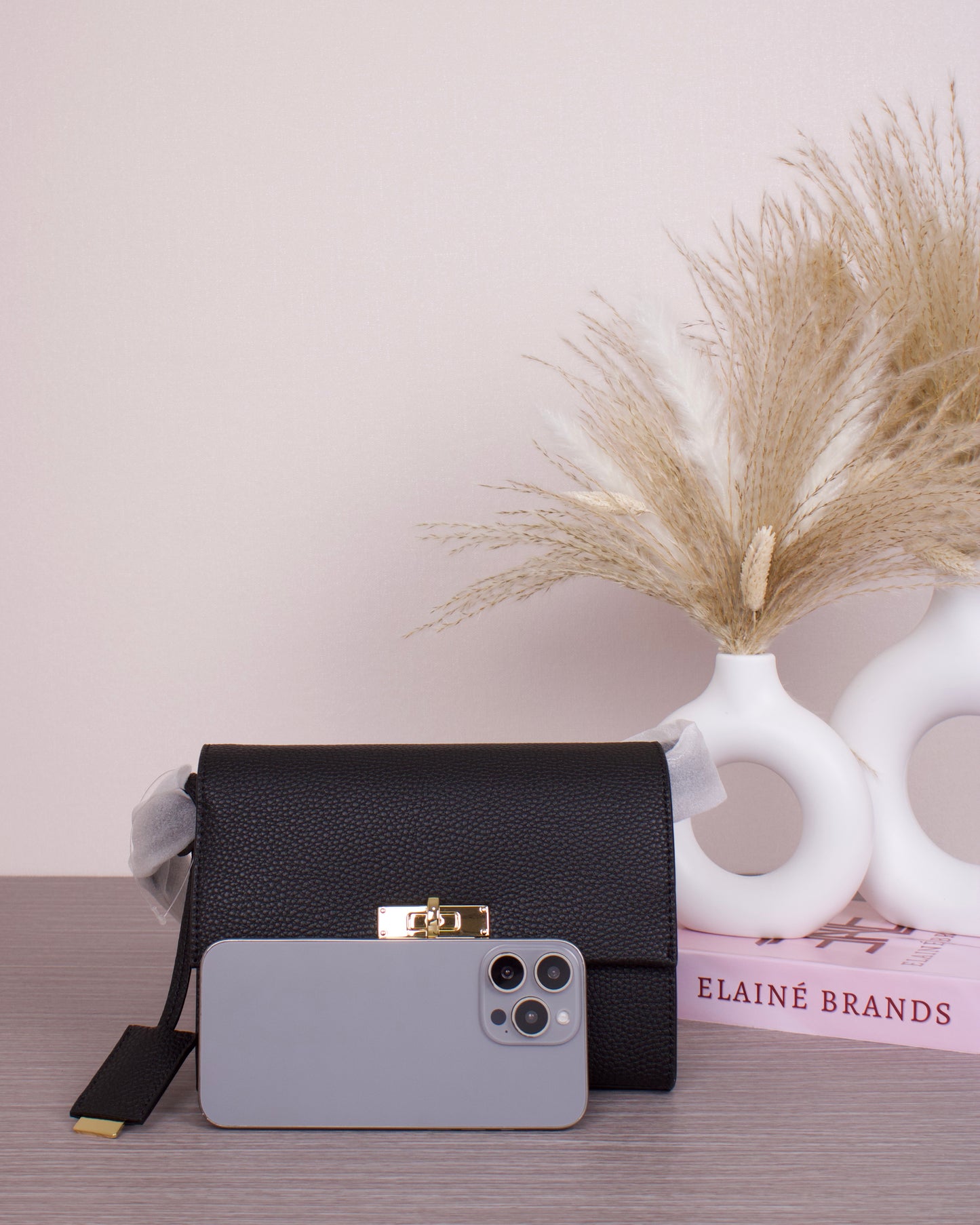 Chance Recycled Leather Turn-Lock Crossbody Bag - Black