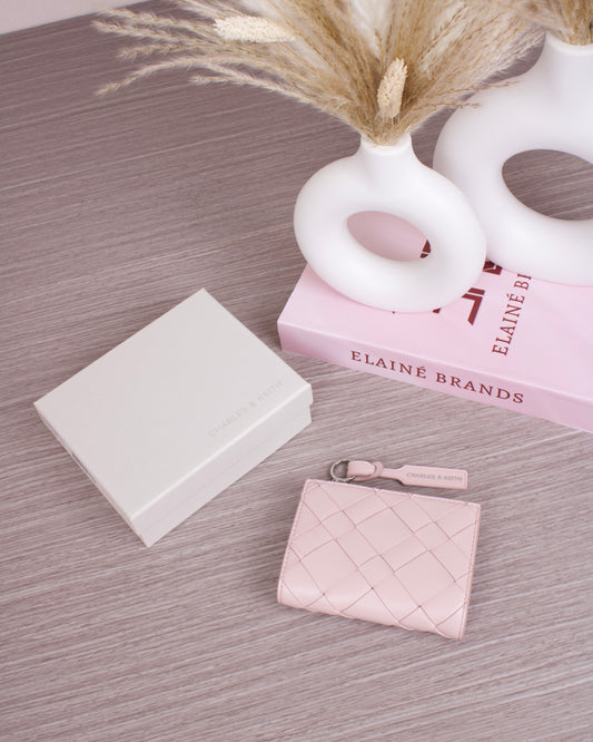 Ivette Woven Top-Zip Small Wallet - Cotton Candy Pink