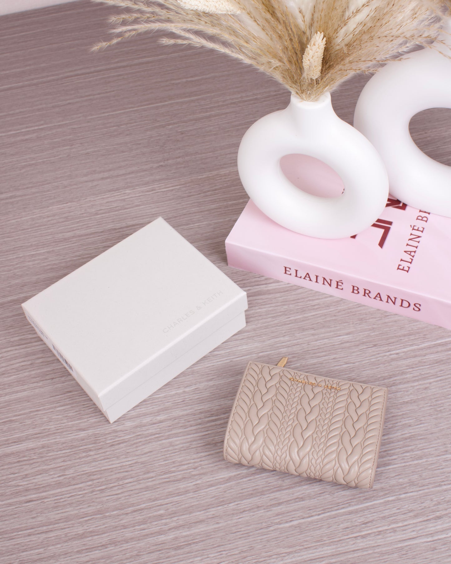 Apolline Textured Top-Zip Wallet - Taupe