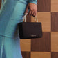 Satin Crystal-Embellished Top Handle Bag - Black
