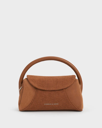 Girls' Nelly Recycled Suede & Corduroy Top Handle Bag - Brown