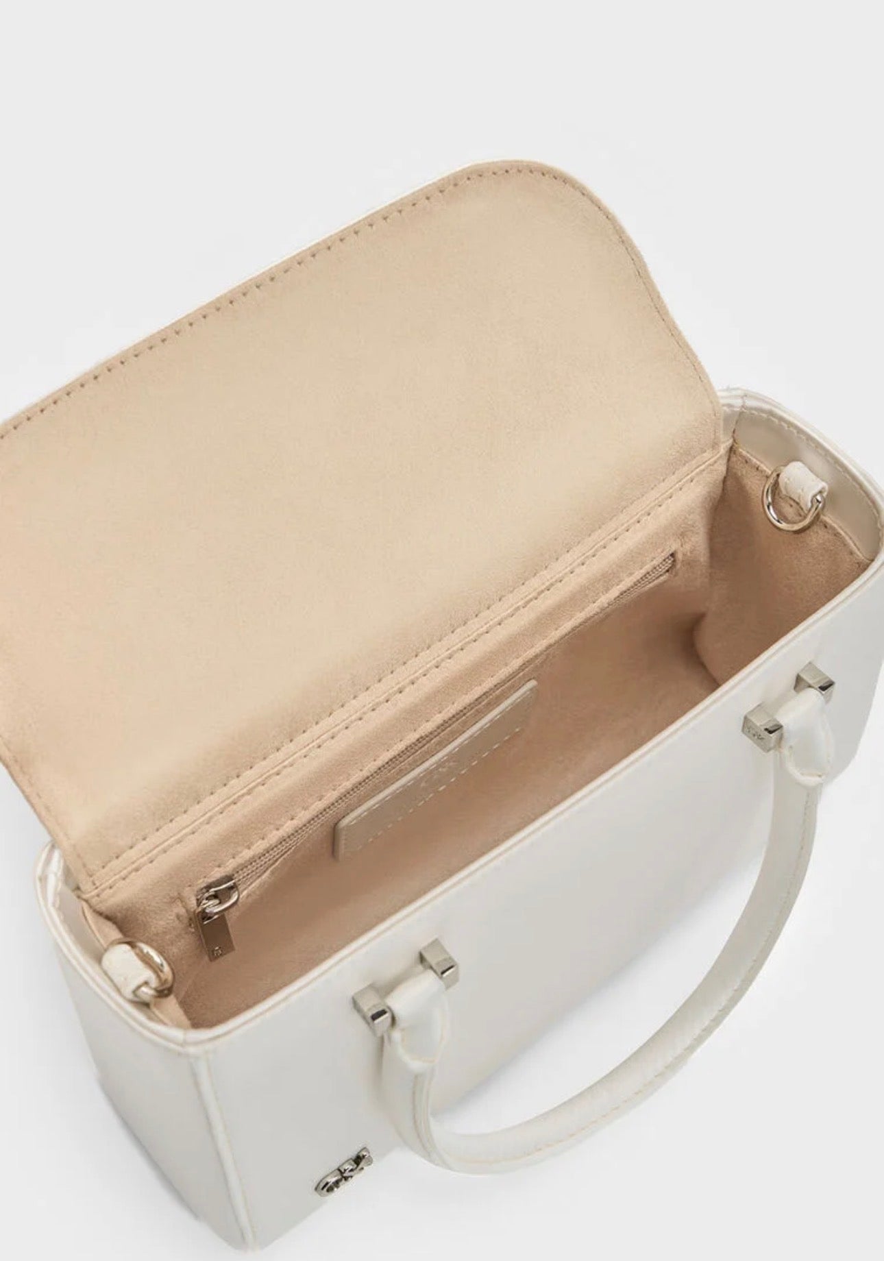 Satin Boxy Tote Bag - White