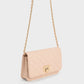 Quilted Flip-Lock Clutch - Nude