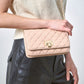 Quilted Flip-Lock Clutch - Nude
