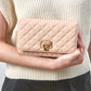 Quilted Flip-Lock Clutch - Nude