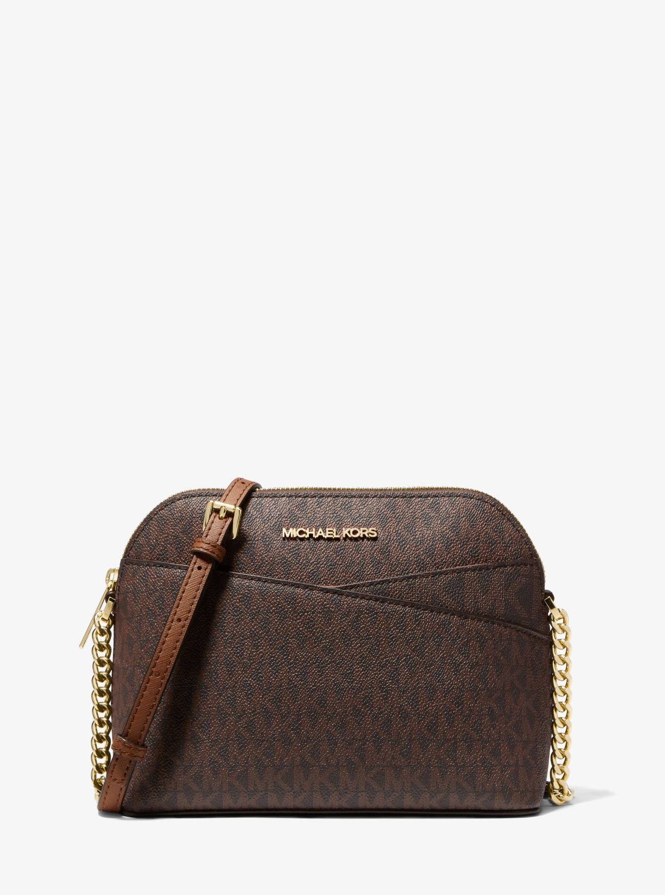 Jet Set Travel Medium Logo Dome Crossbody Bag - BROWN