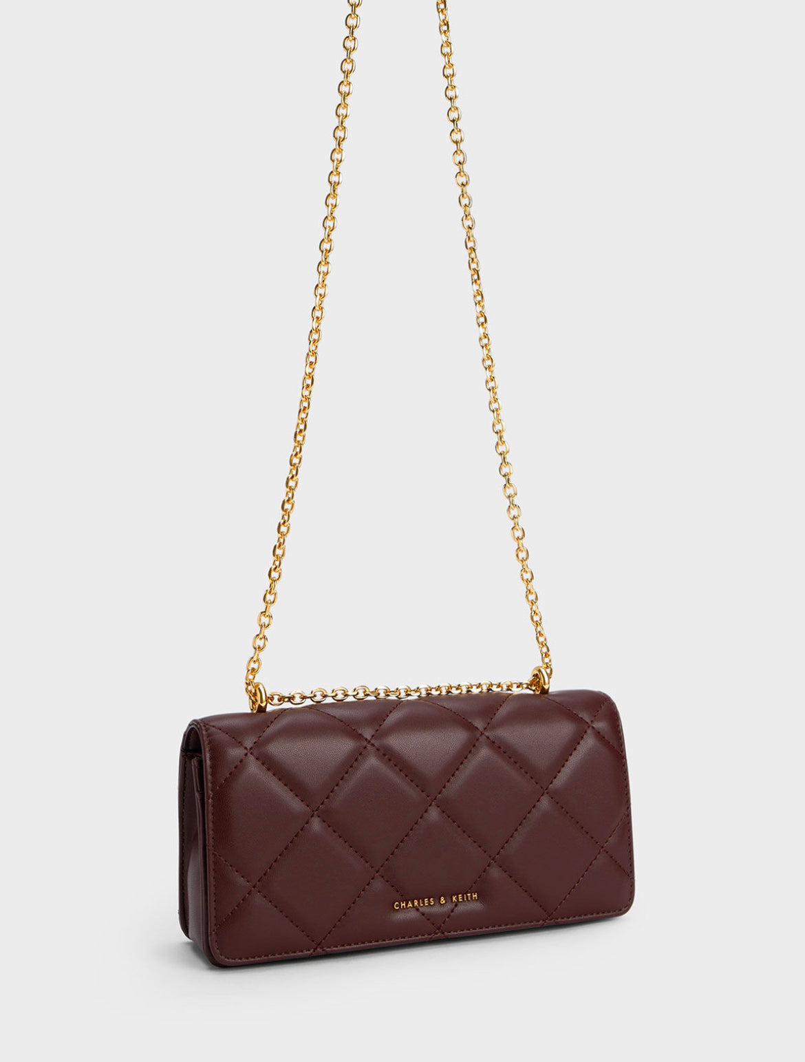 Paffuto Chain Handle Quilted Long Wallet - Dark Chocolate