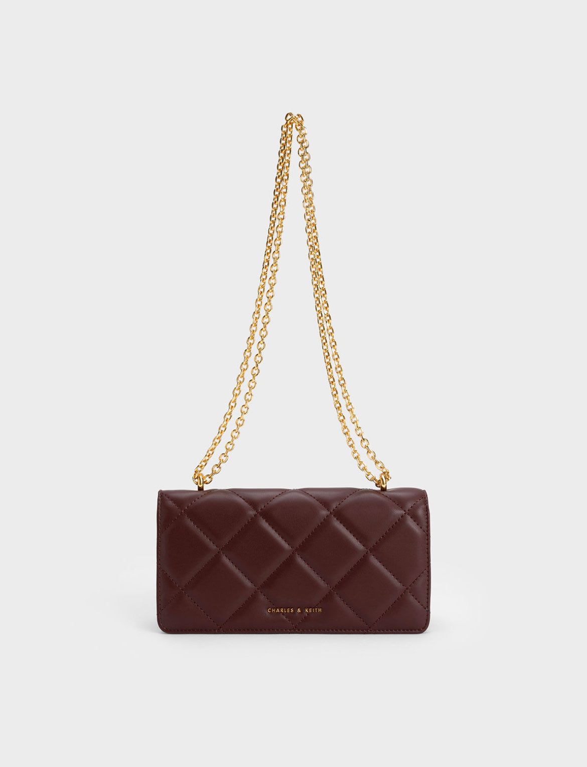 Paffuto Chain Handle Quilted Long Wallet - Dark Chocolate