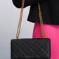 Paffuto Chain Handle Quilted Long Wallet - Black