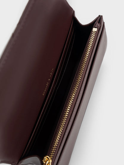 Paffuto Chain Handle Quilted Long Wallet - Dark Chocolate