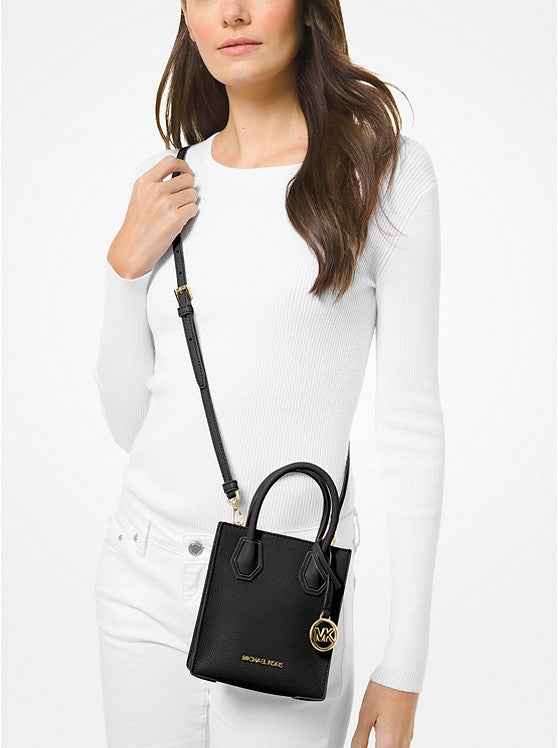 Mercer Extra-Small Pebbled Leather Crossbody Bag- BLACK