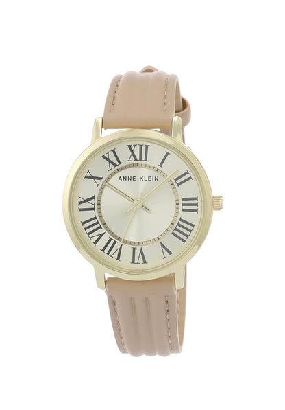 Textured Strap Watch – Tan/Gold